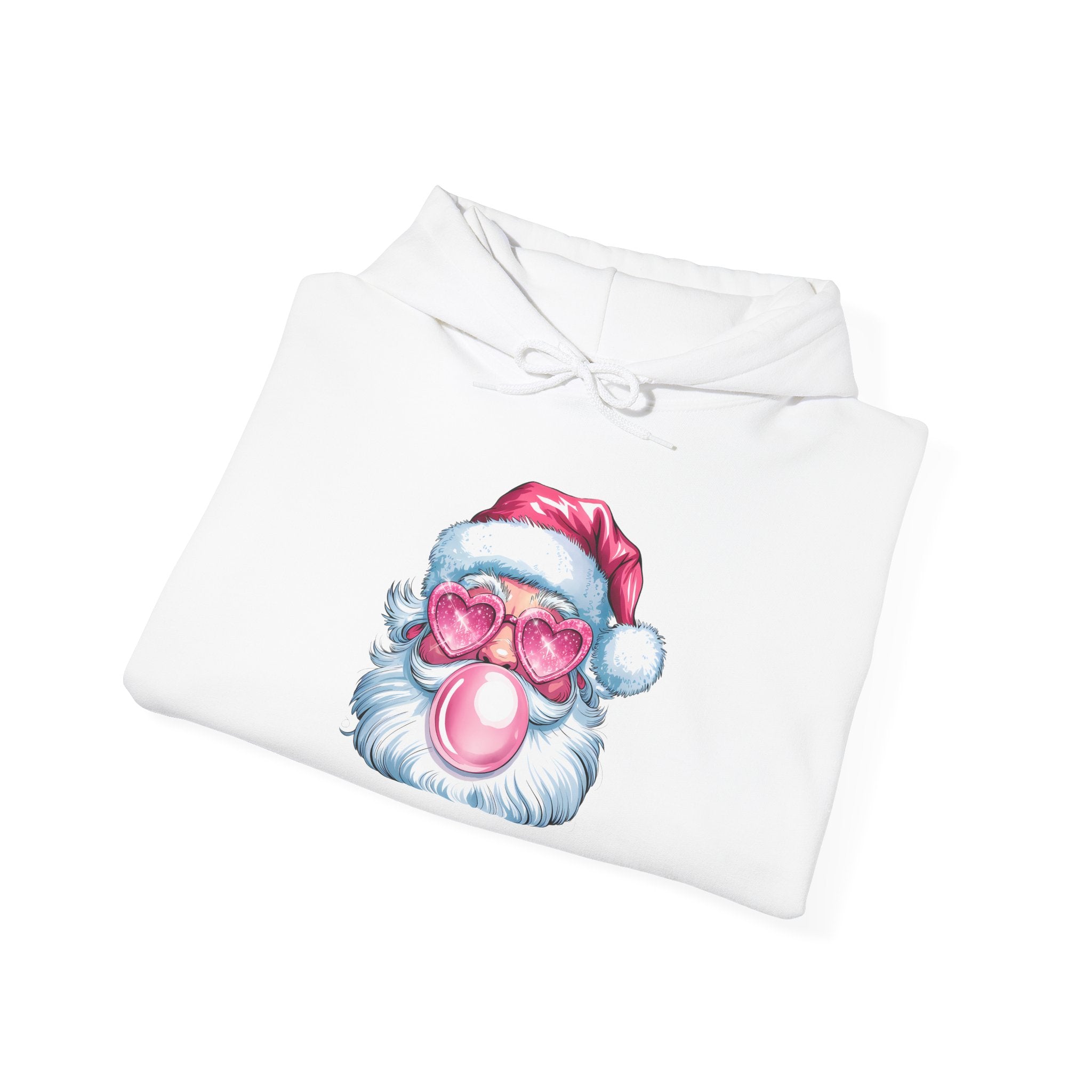 Funny Santa Bubble Gum Holiday Hoodie, Christmas Jumper, Xmas Sweatshirt, Winter Pullover, Festive Hooded Top