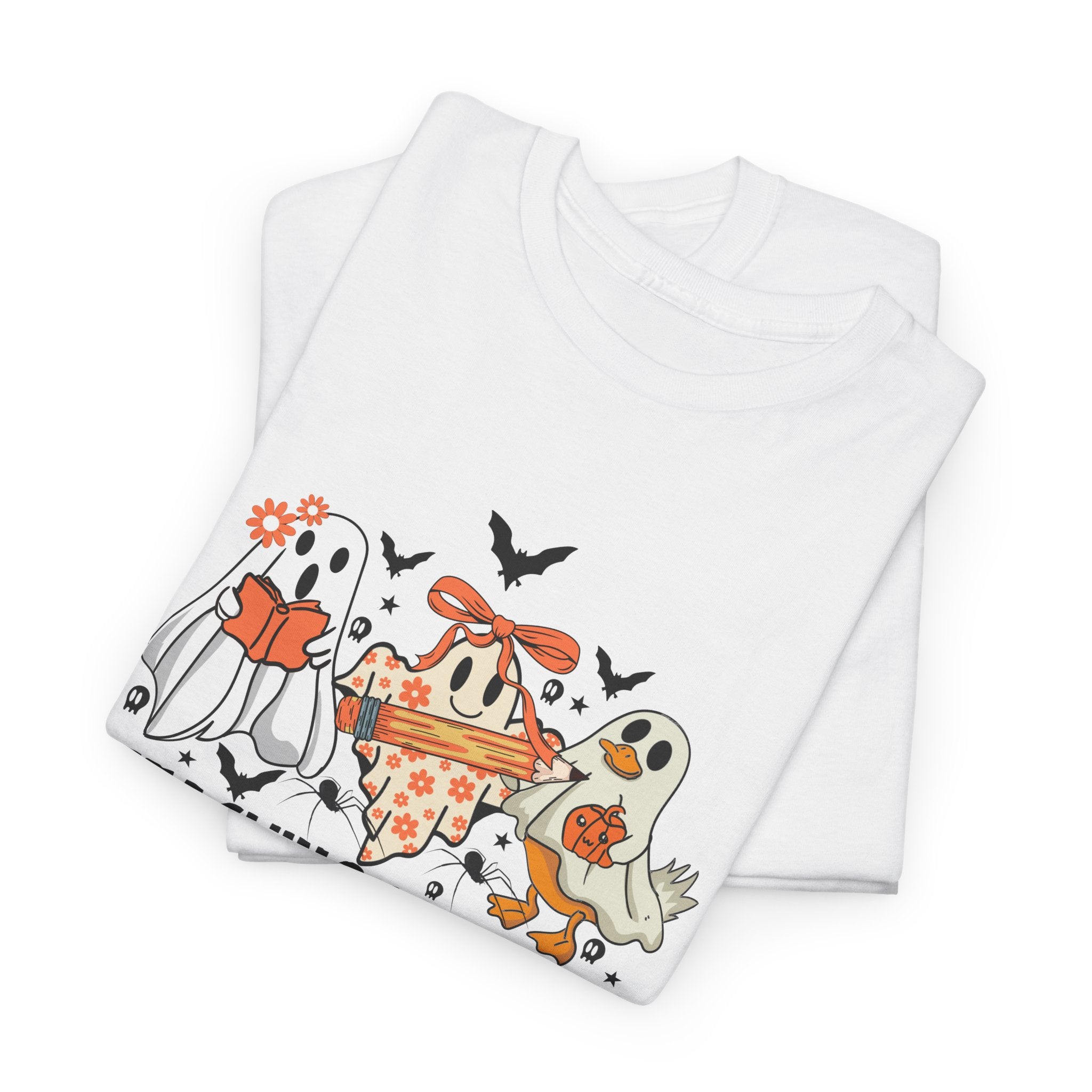 Teaching My Boos Unisex Heavy Cotton Tee, Cute Teacher's Gift, Halloween Shirt, Fun Classroom Attire, Casual Wear, Everyday Style