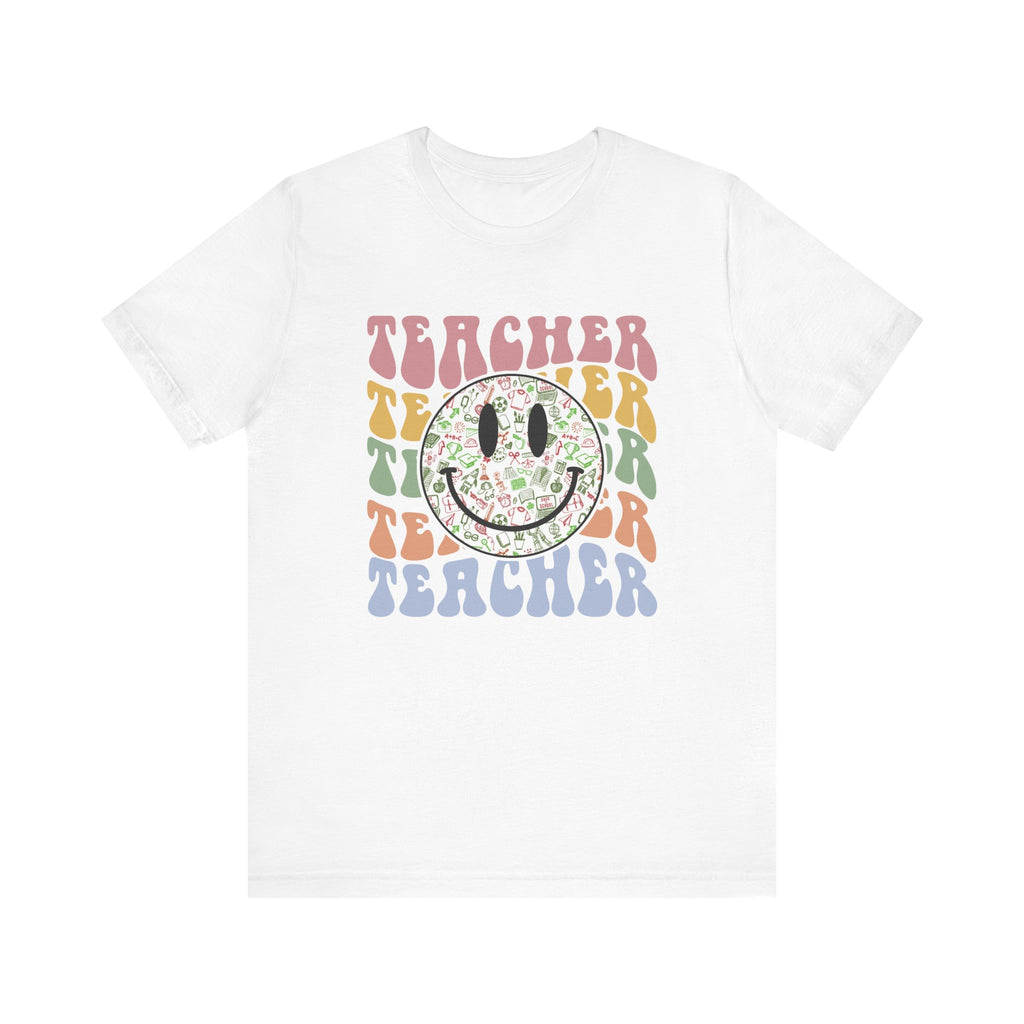 Retro Teacher Smiley Face Tee
