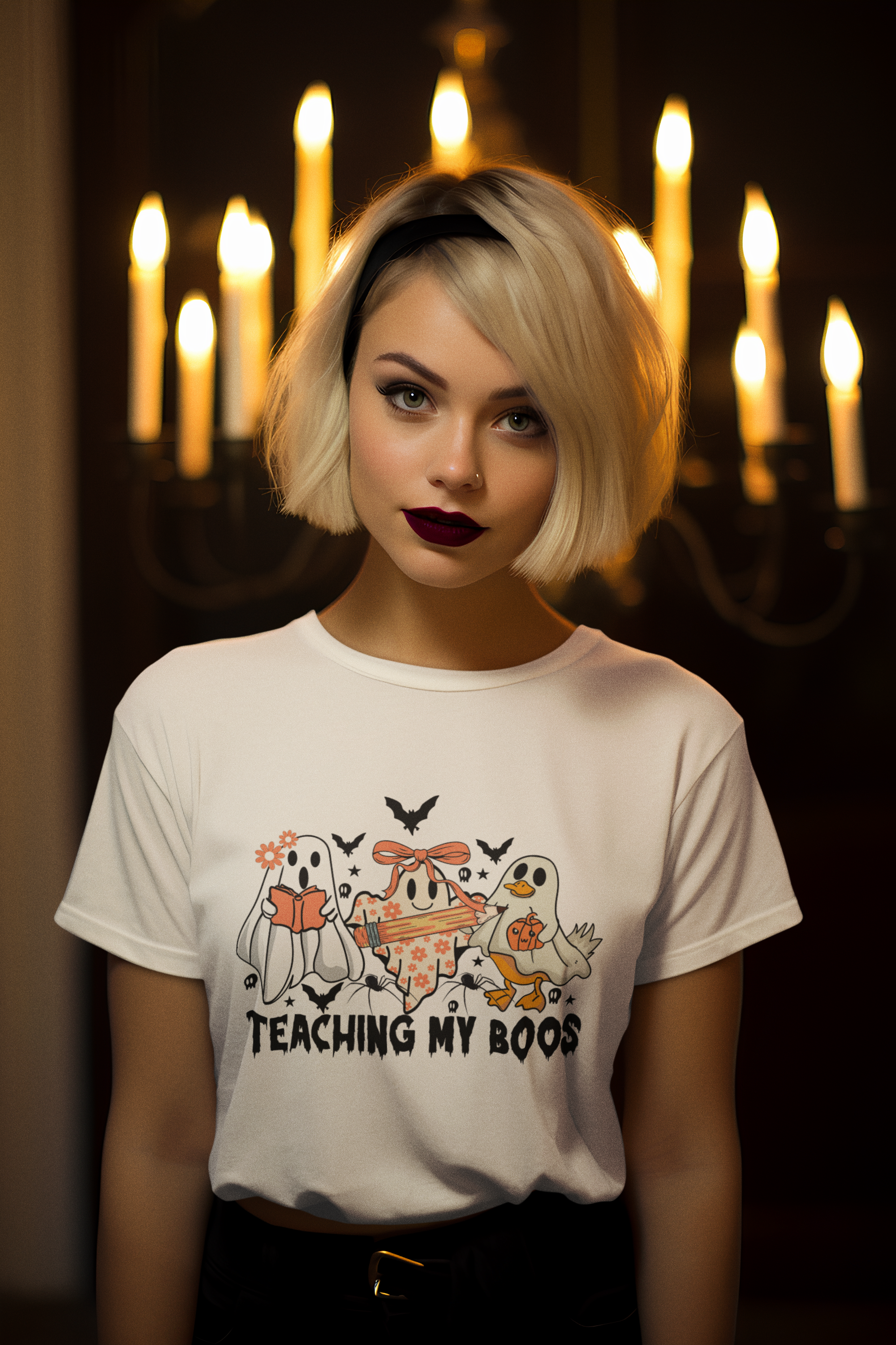 Teaching My Boos Unisex Heavy Cotton Tee, Cute Teacher's Gift, Halloween Shirt, Fun Classroom Attire, Casual Wear, Everyday Style